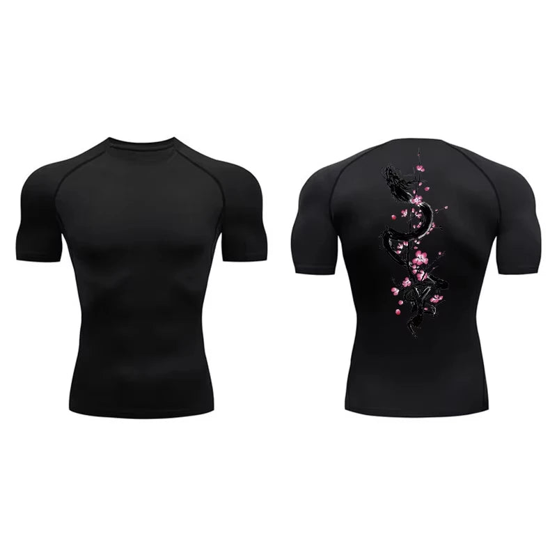T-shirt de compression motifs japonais