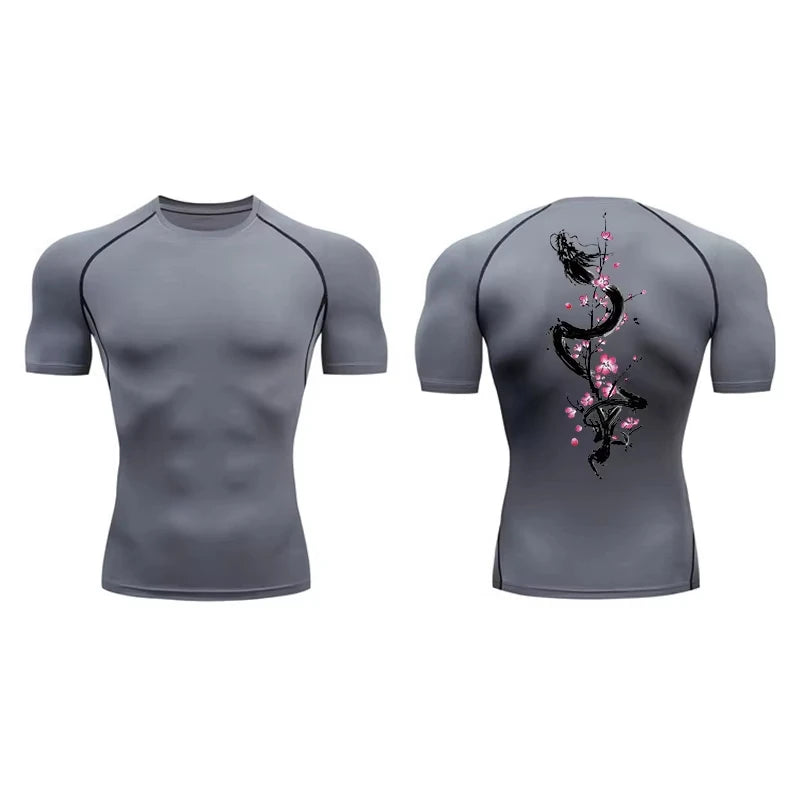 T-shirt de compression motifs japonais